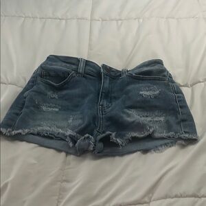 SO Blue Jean Shorts Distressed Raw Hem